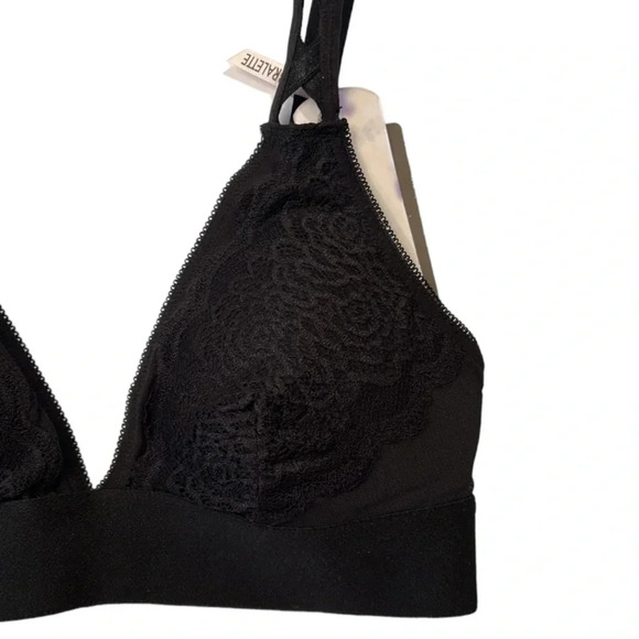 Daisy Fuentes Mesh Bralette Lace Overlay Black Medium NWT - Picture 4 of 14